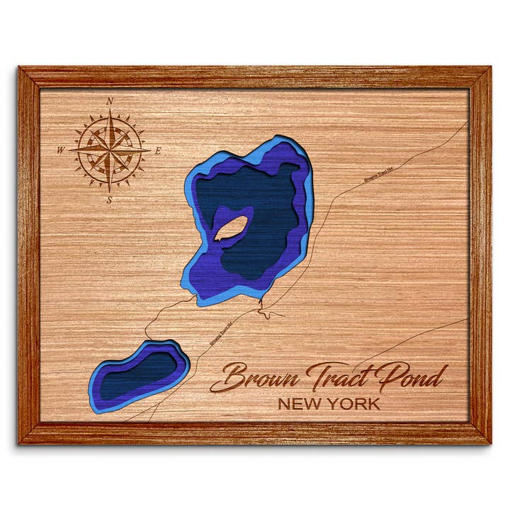 Brown Tract Pond, New York Depth Map - Unique Wall Art for wholesale by Premier Gifts and More