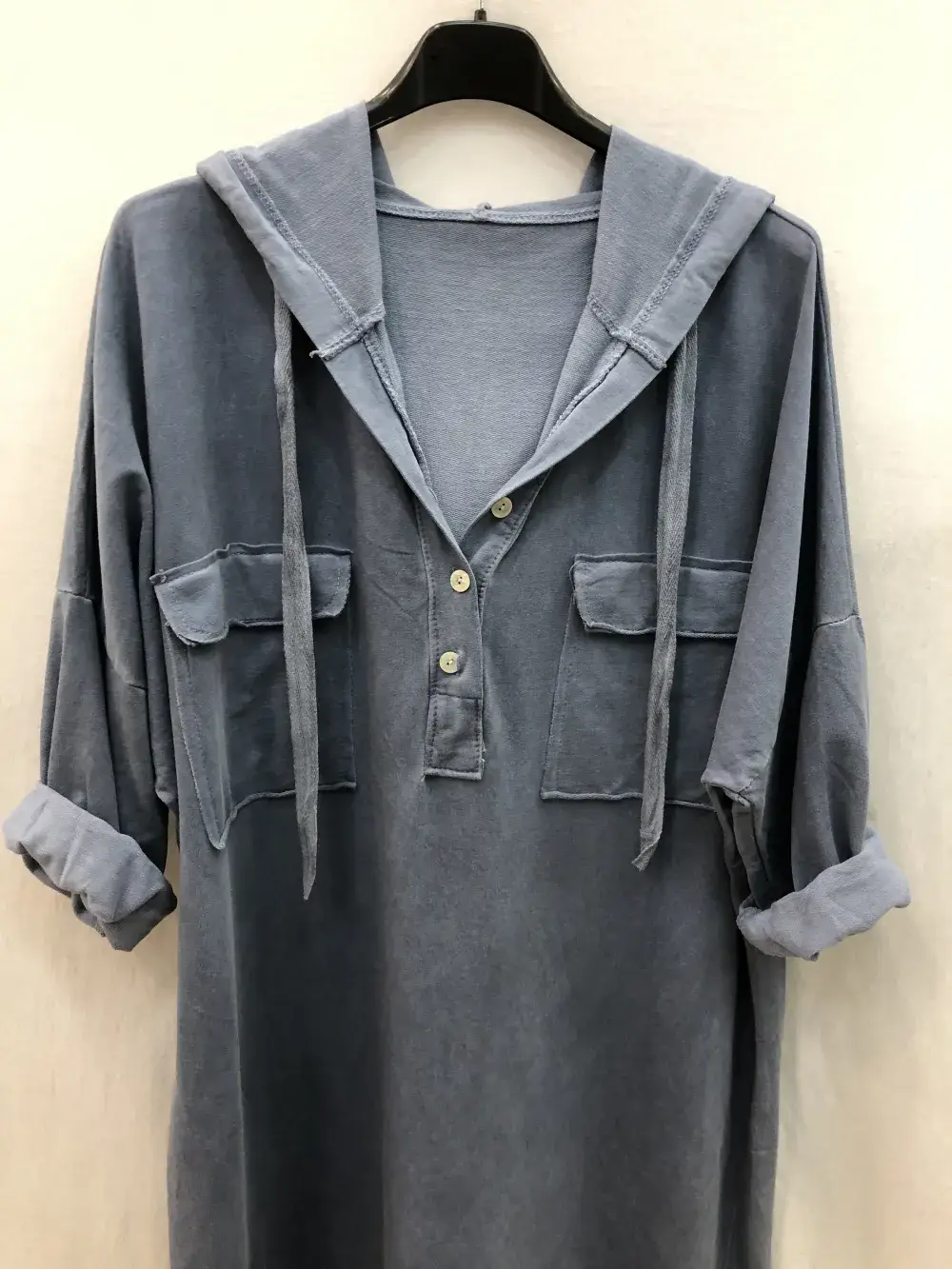 Mimi & Gogo - Wholesale Dress - Women's - Hooded sweatshirt dress with pockets @8587_RSweatsPoche20