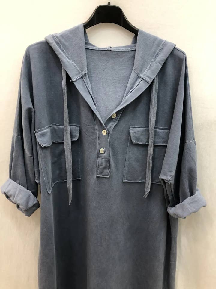 Mimi & Gogo - Vendita all'ingrosso Vestito - Donna - Abito felpa con cappuccio e tasche @8587_RSweatsPoche20