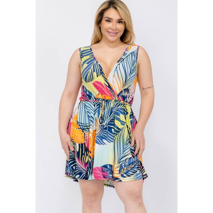 SKORT-STRAMPLER MIT TROPISCHEM DRUCK - GROSSE GRÖSSEN für den Großhandel von Curve Market