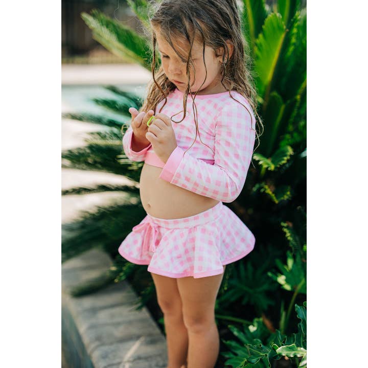 Sugar Bee Clothing – Engroshandel Bikini – til børn – Pige Badedragt - Nederdel Bikini - Pink Gingham3