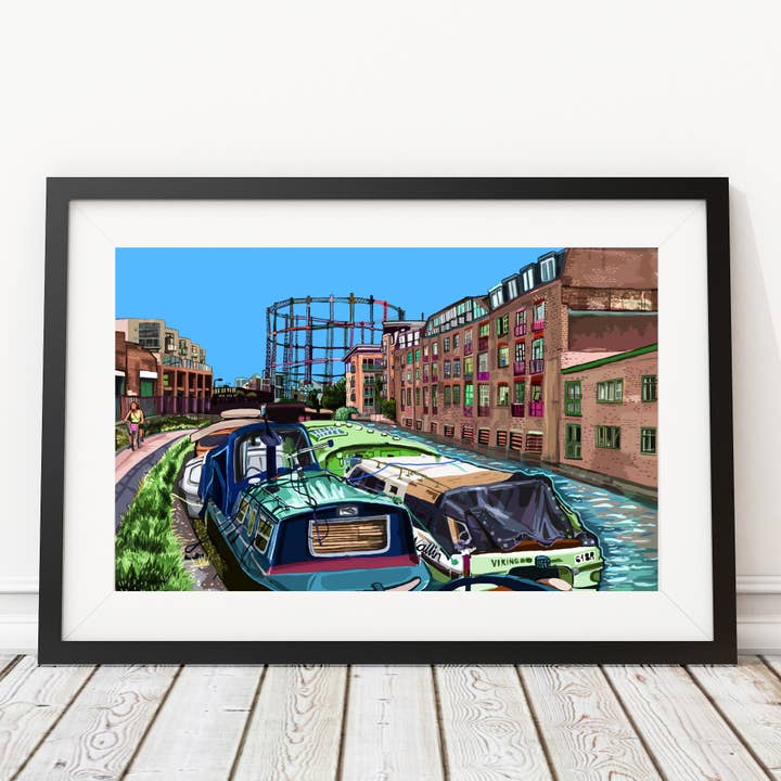 Regent's Canal East London Illustration Print for wholesale by Tomartacus