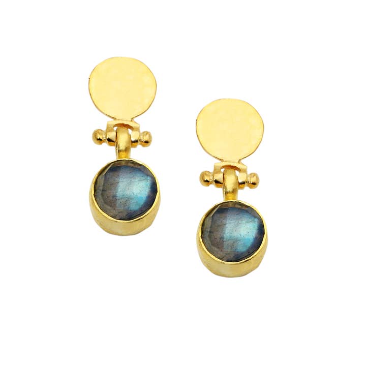 AJS Design Studio - Wholesale Stud/Post Earrings - Labradorite Earrings With Hammered Post