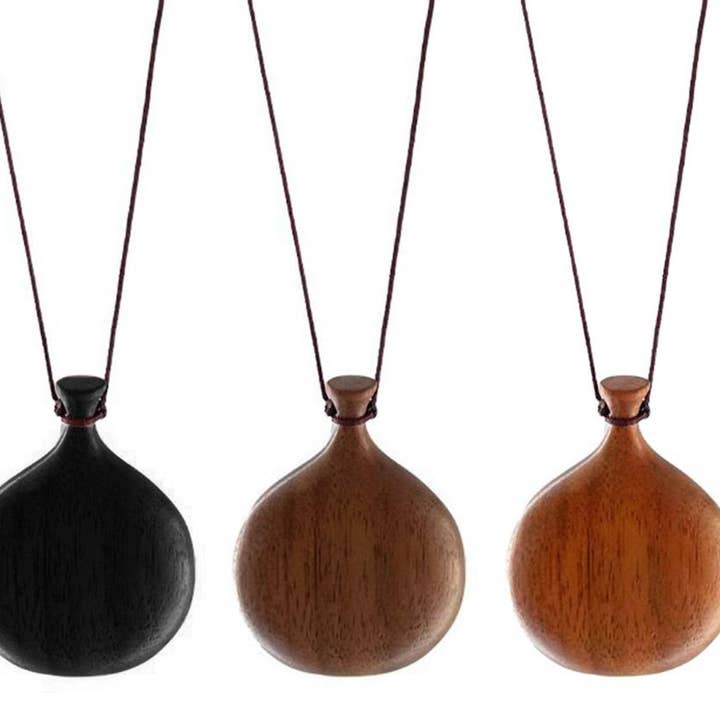 HoopLa - Wholesale Pendant/Charm Necklace - Flask Necklace- Hand Turned Wood and Waxed Adjustable Cord 5