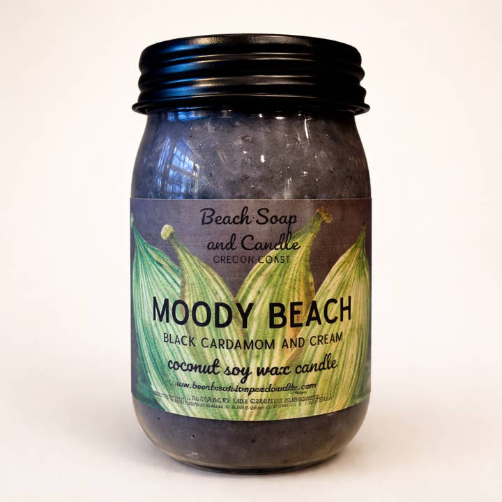Moody Beach - Coconut Soy Wax Mason Jar Candle for wholesale by Beach Soap and Candle