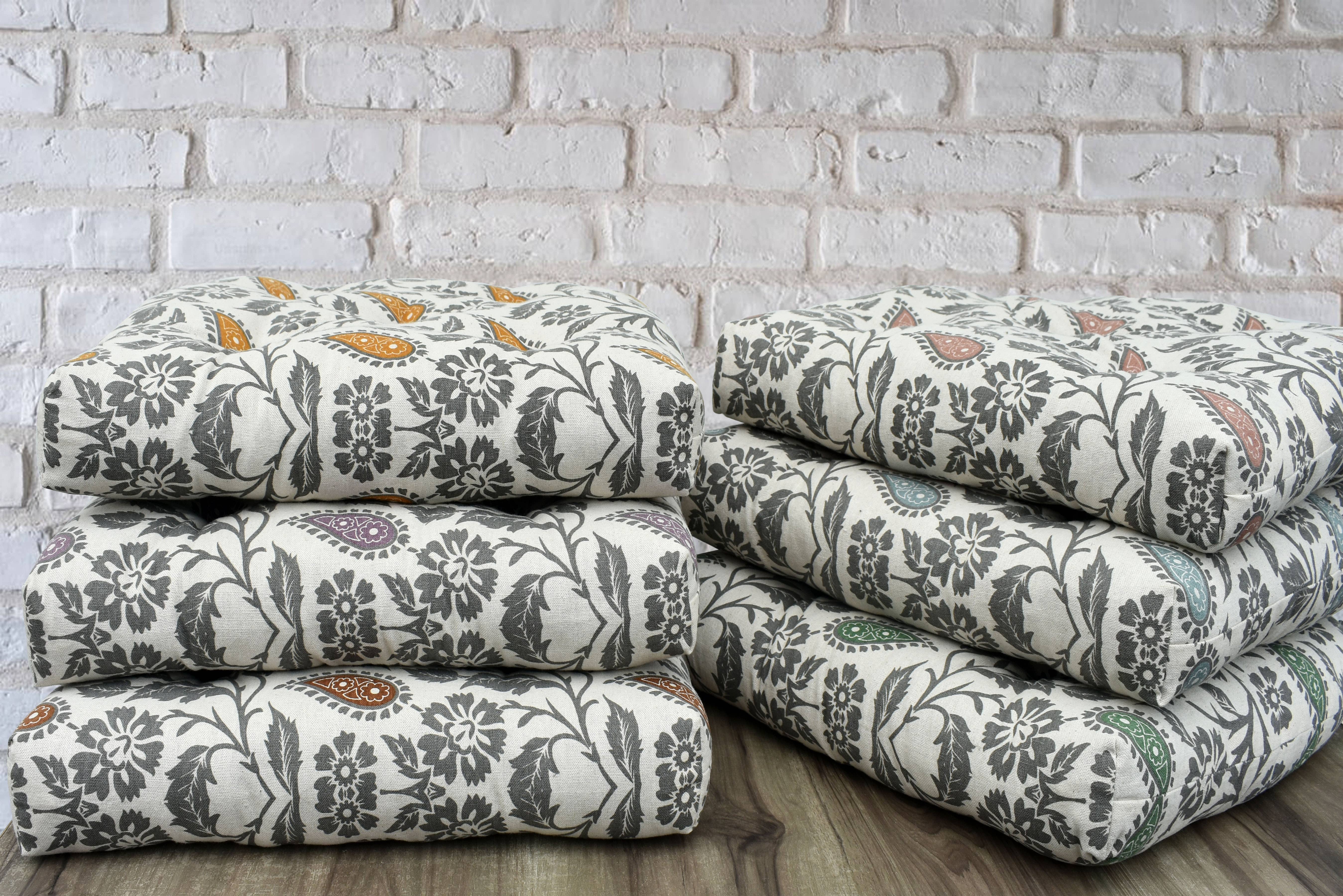 COZY HOMES COLLECTION - Wholesale Chair Cushion - Handmade Cotton Chair Seat Pads Cushions with Ties 16''x16''3