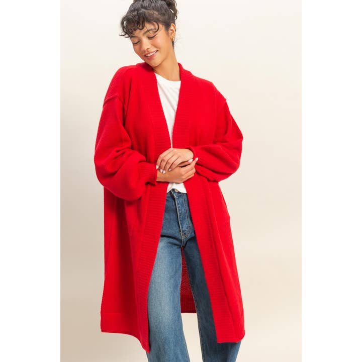 HYFVE - Wholesale Cardigan - Women's - Oversized Textured Open Front Long Cardigan Sweater2