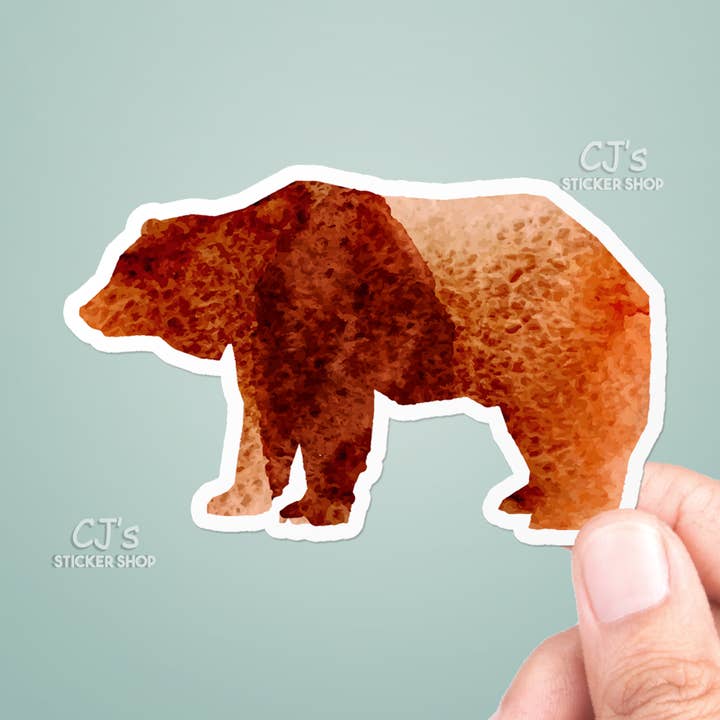 Watercolor Bear Sticker for wholesale by CJ's Sticker Shop