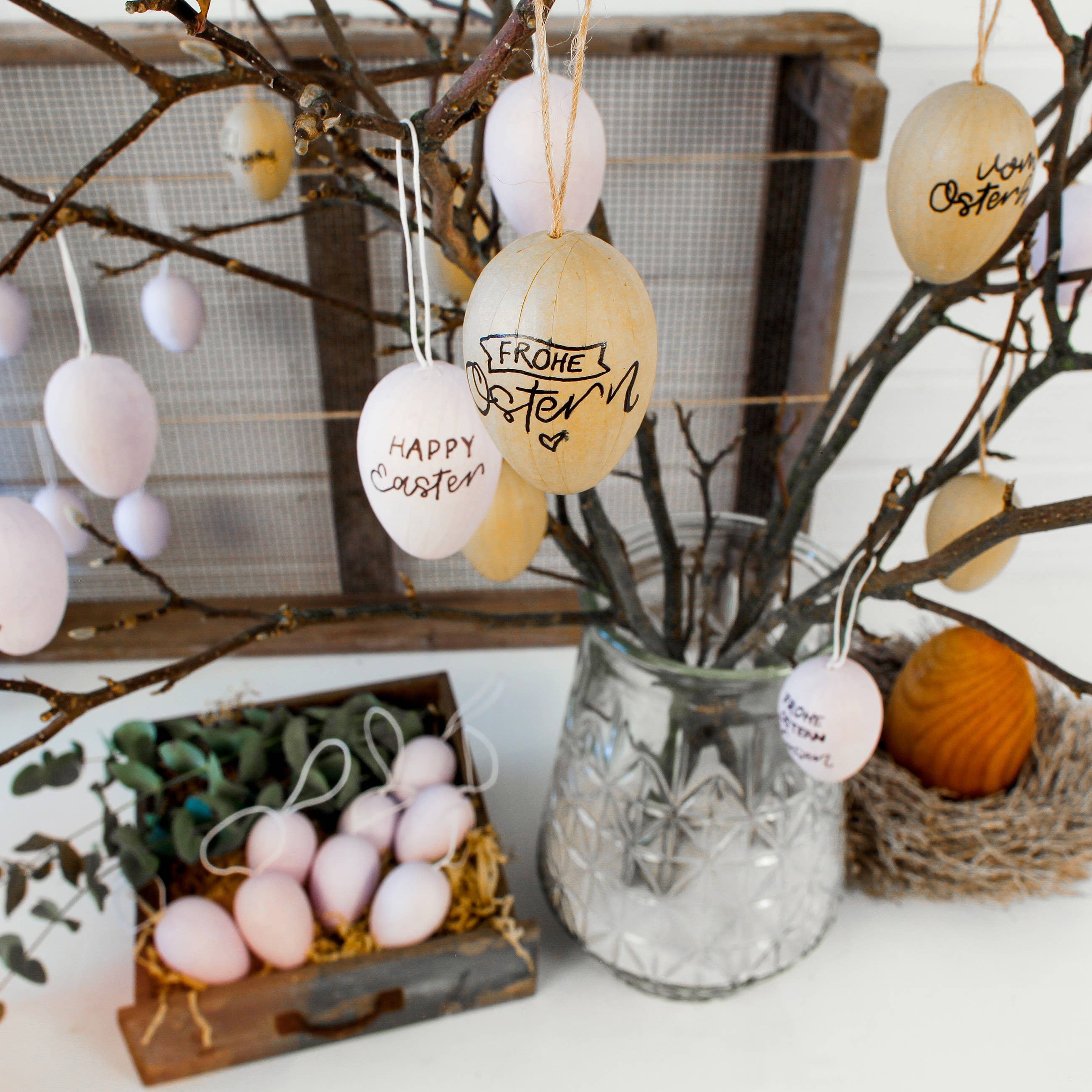 Papierdrachen - Wholesale Ornament Set - Easter eggs paper mache - brown0