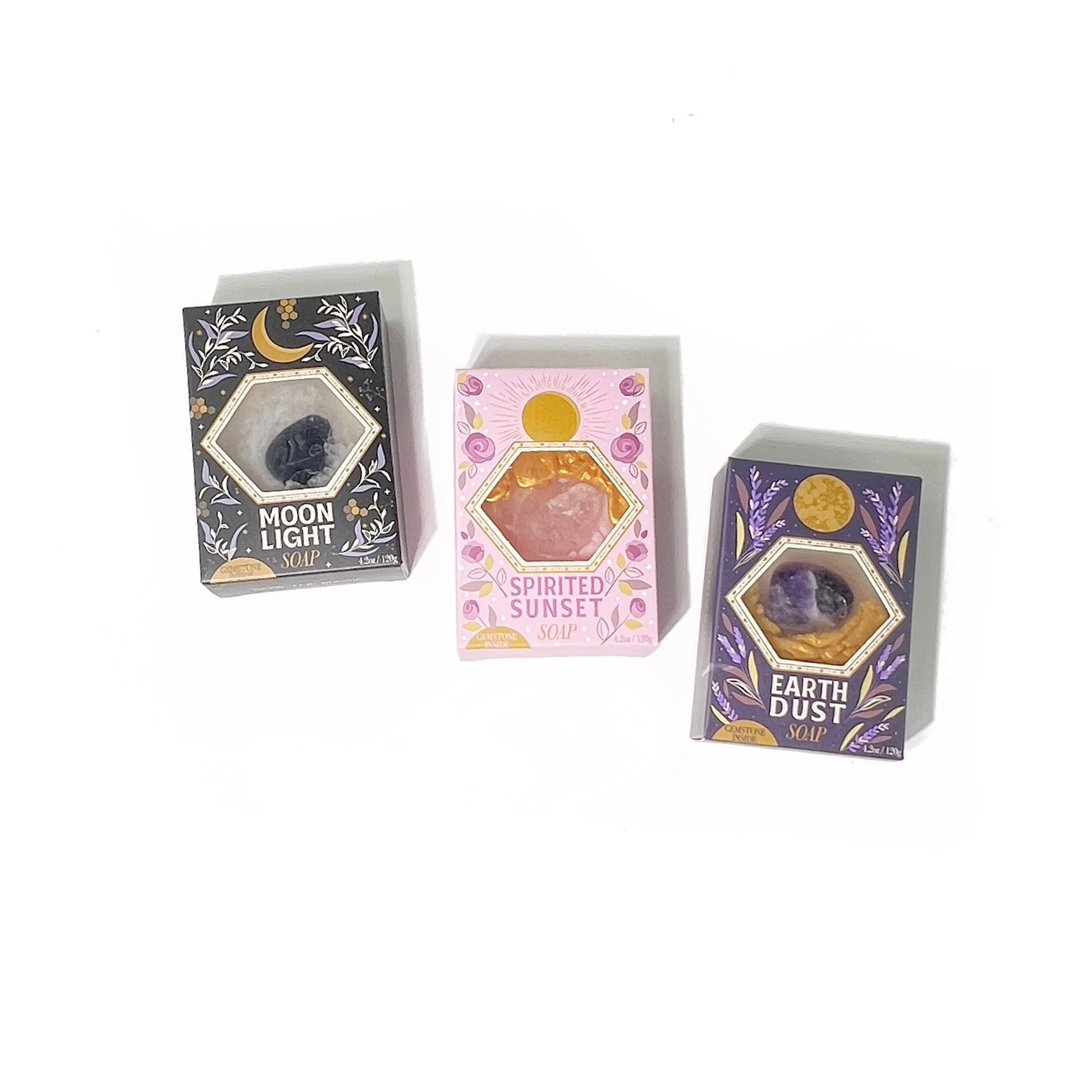 Sow the Magic – Großhandel Feste Seife – Mondlicht-Edelstein-Seife in Goldener Honig mit Obsidian3