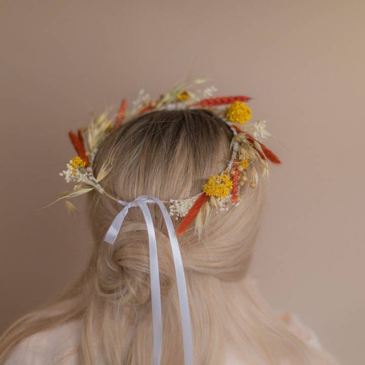 Hidden Botanics – wholesale Torkade/pressade blommor – Färgglada torkade blommor Brudbukett - Bränd Orange & Gul8