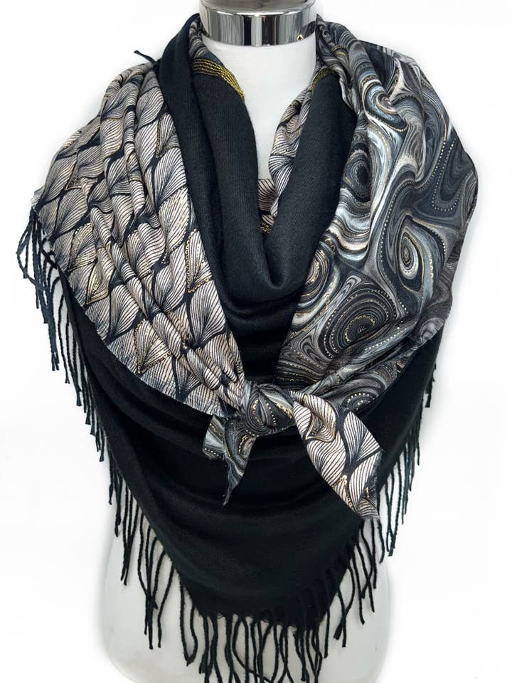 GC-4 PREMIUM large square 4 in 1 scarf with gilding (Copy) for wholesale by LINETA