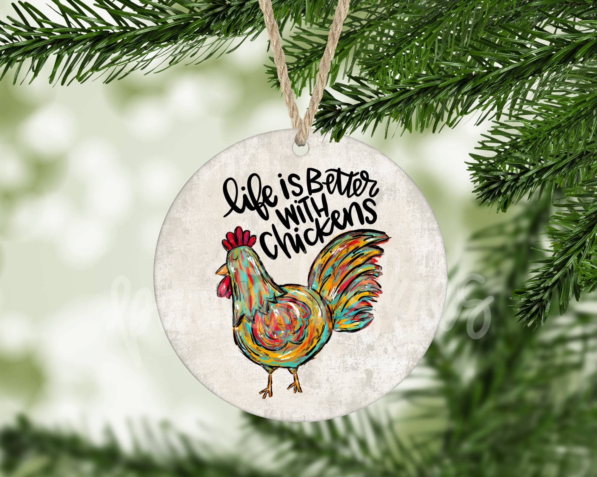 Painted Skies - Wholesale Ornament - Life Is Better With Chickens Christmas Ornament0