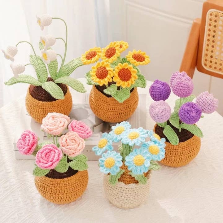 Crochet Flower Plant Pot, Home Office Decor, Plant Lovers for wholesale by Anh2 LTD