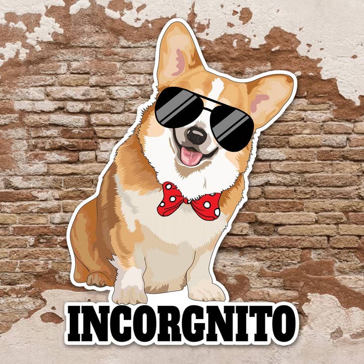 Autocollant pour chien Corgi, mignon autocollant Incorgnito pour Corgi Dad pour la vente par Swanky Bazaar