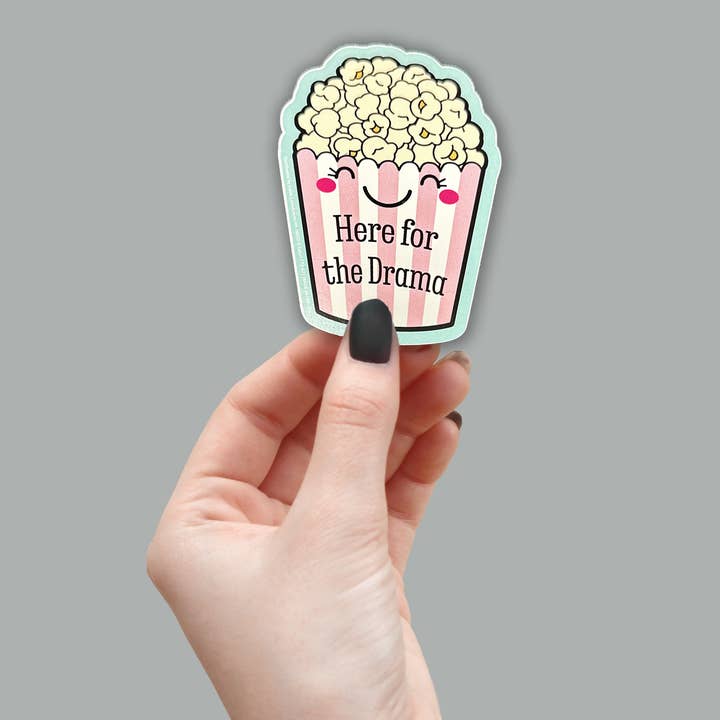 Kalan - Wholesale Sticker - Here for the Drama Popcorn Die-Cut Sticker1