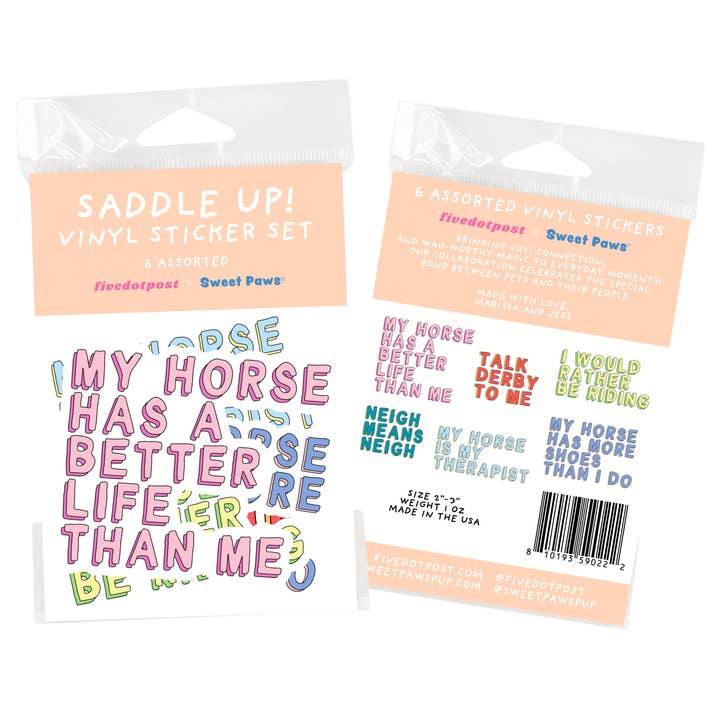 Five Dot Post - Wholesale Sticker - Horse Parent Vinyl Sticker Pack – Set of 6 Horse Owner Stickers