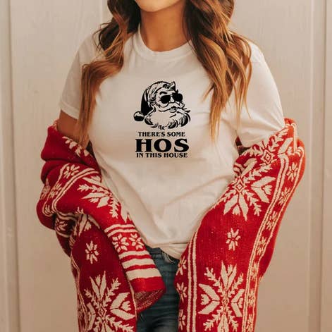There's some Hos in this House Funny Santa Tee for wholesale by Laurel Tree and Me