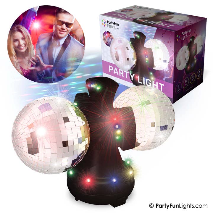 PartyFunLights Europe B.V. – wholesale Light-up toy – Kids & baby – PartyFunLights - disco lamp - double mirror ball - rotating -