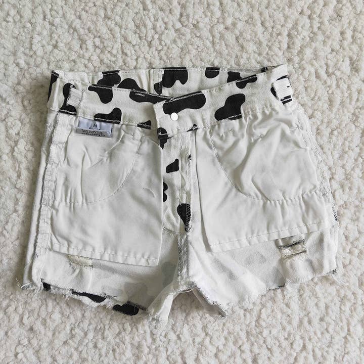 Aier Wholesale - Wholesale Shorts - Kids - Baby Girls cow print summer denim shorts4