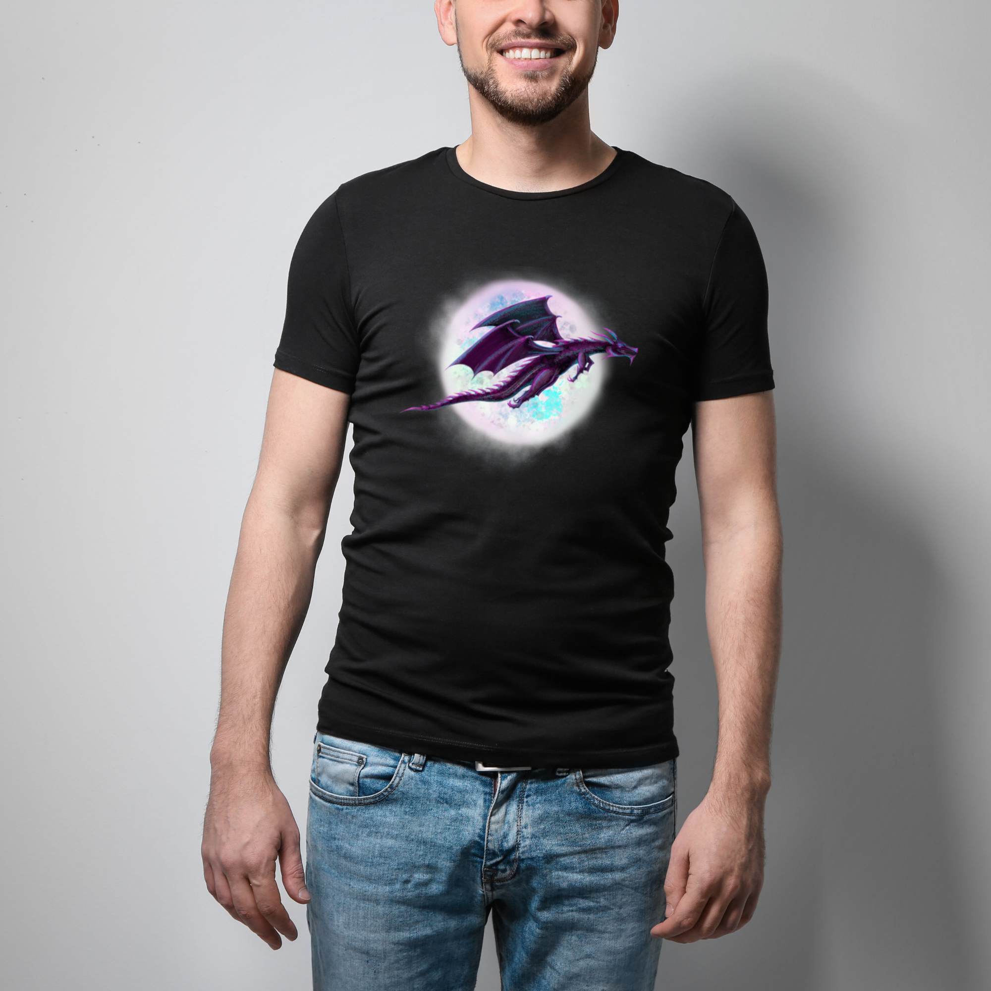 Hannah Kate Makes - Wholesale T-Shirt (Graphic) - Unisex - Dragon Moon T-shirt - Black - 100% Cotton - Gothic Whimsy10