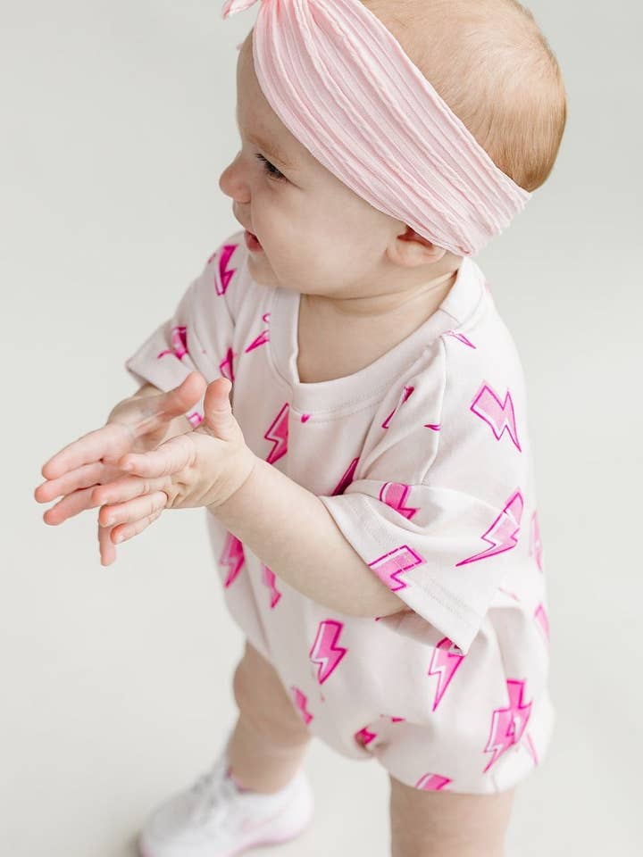 Lucky Panda Kids - Wholesale Bodysuit (Non-Footed) - Baby - Short Sleeve Bubble Romper | Pink Bolts9