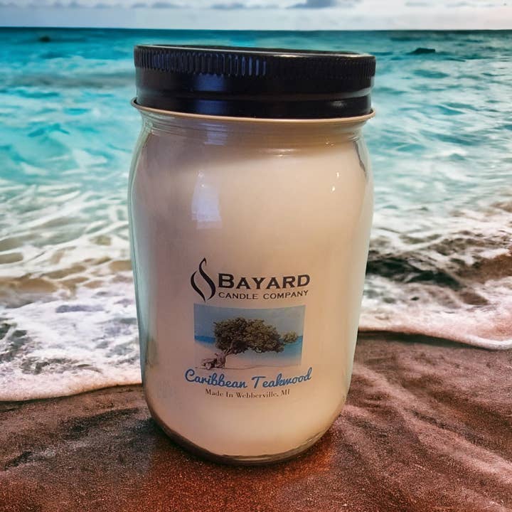 Candela in legno di Teakwood per la vendita all'ingrosso da parte di Bayard Candle Company