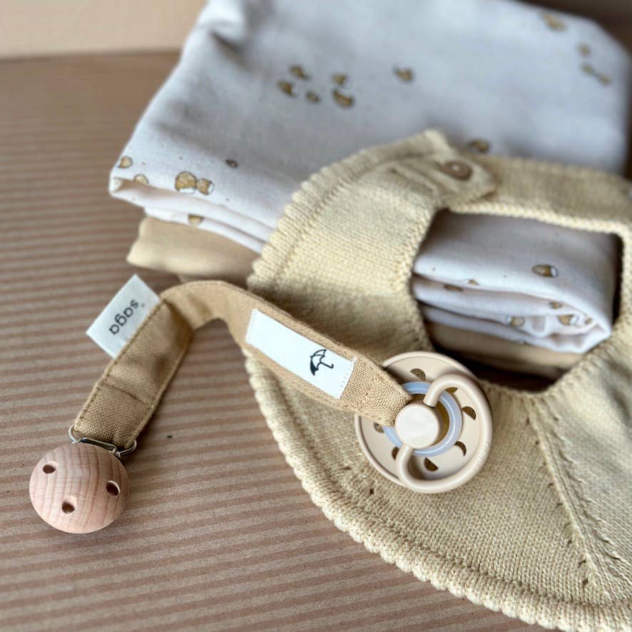 Saga Copenhagen - Wholesale Pacifier Clip - Baby - Pacifier Clip - Honey - Organic Cotton - Silicone Ring2