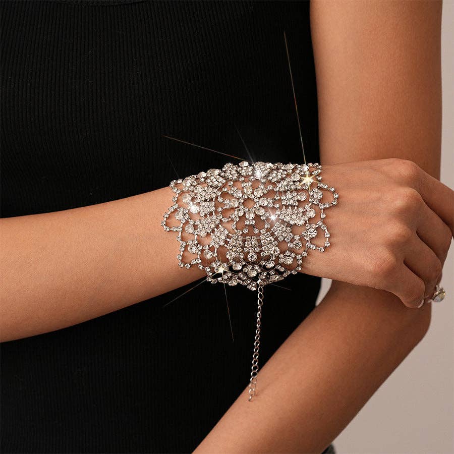 silver Chain Multi Way Bracelet Copper Rhinestones S5P206 for wholesale on Faire1