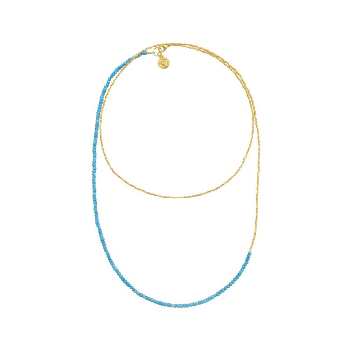 Collar de oro amarillo y turquesa de Goa para venta al por mayor de Van Peterson Designs