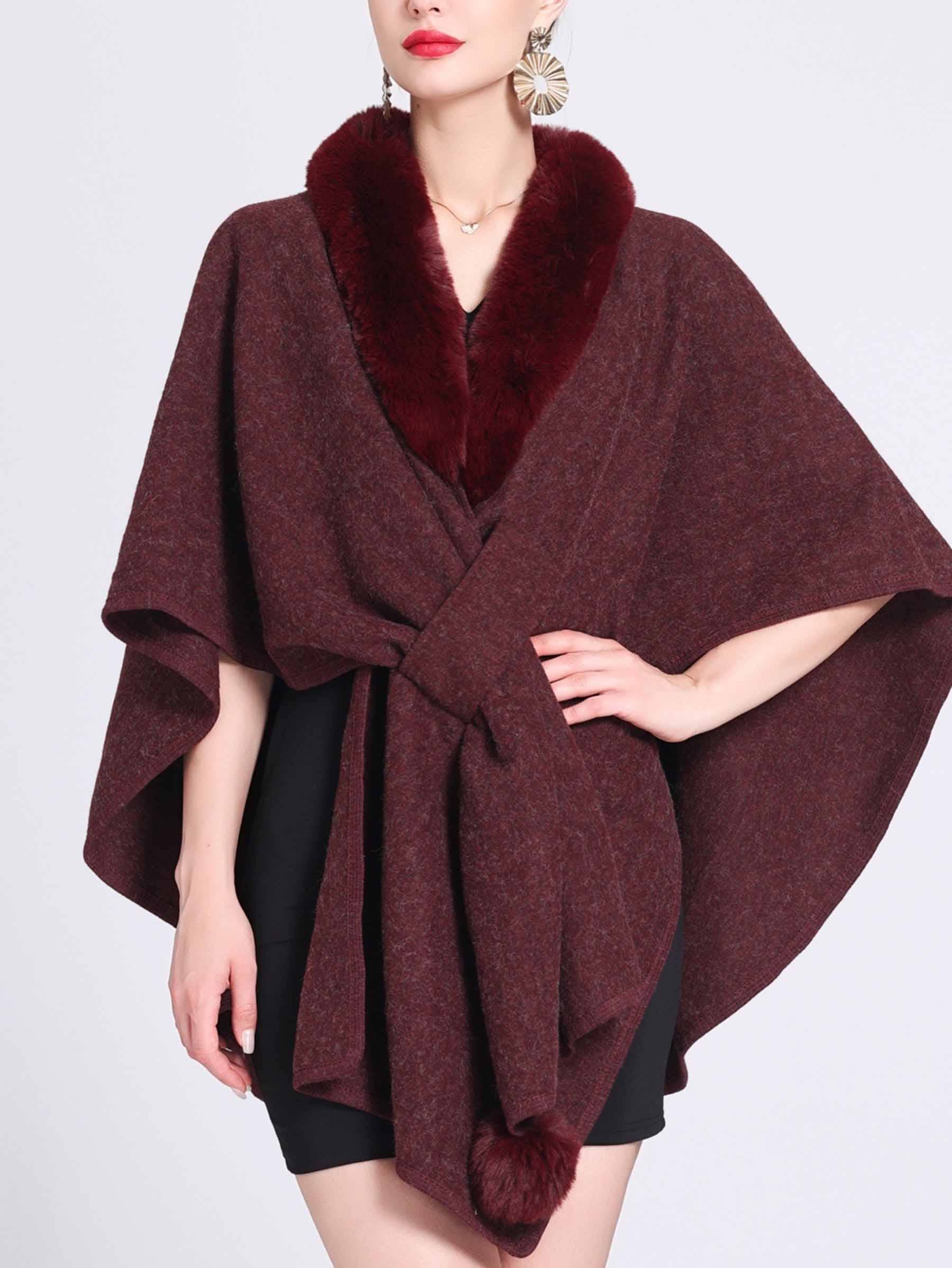 Wholesalesir - Wholesale Wrap - Women's - Hairy Collar Cloak Shawl4