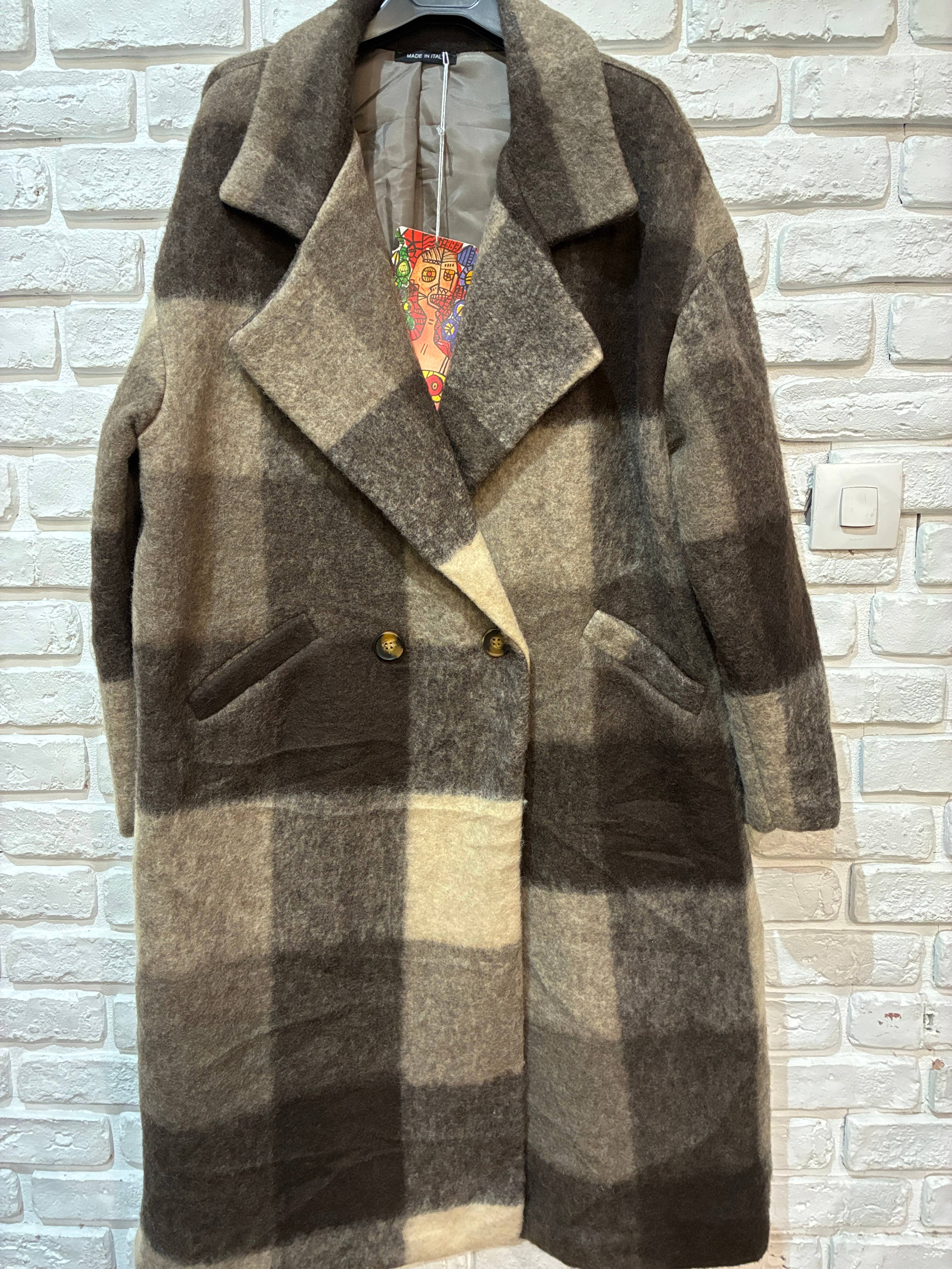 la maison des fibres naturelles - Vente Manteau – femme - Manteau à carreaux 60705+size MADE IN ITALY 13