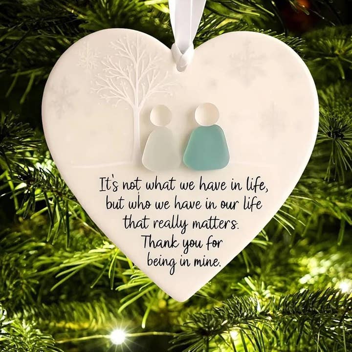 Embrova - Wholesale Ornament - Ceramic Friendship Heart Flat Sea Faux Glass Ornament, Xmas5