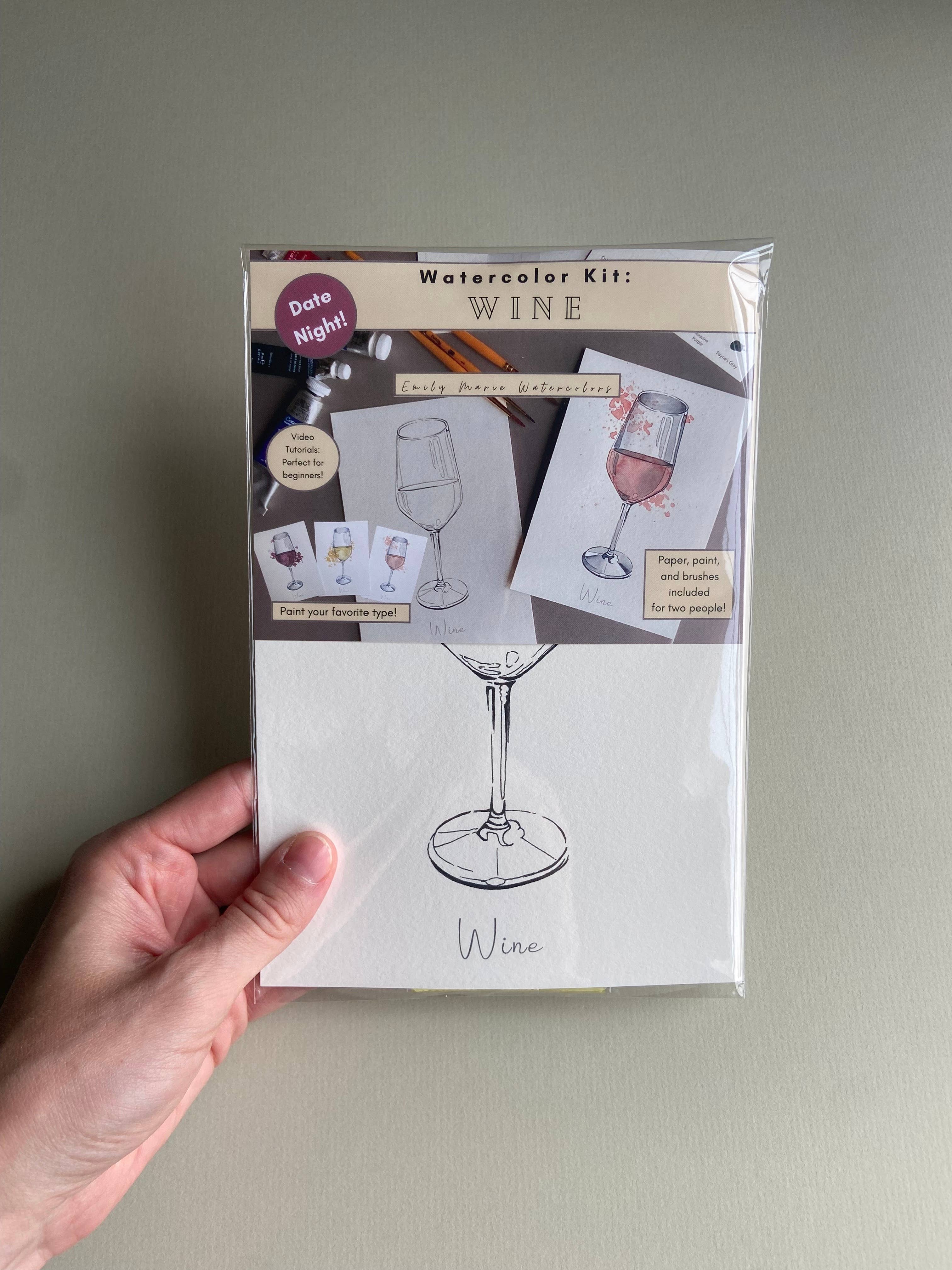 Emily Marie Watercolors - Wholesale DIY Craft Kit - Watercolor Date Night Kit: Wine5