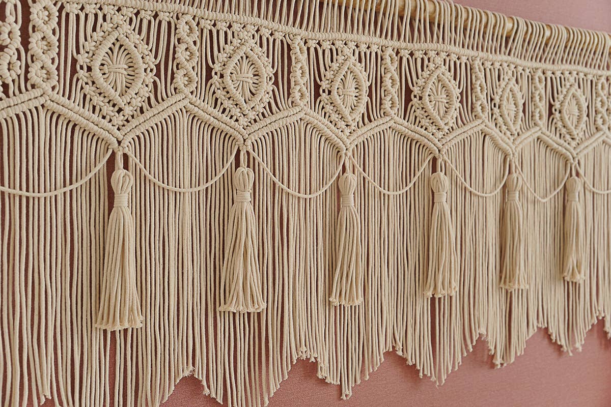 BeanDaikon – wholesale Kappa – Macrame tofs fönstervalansgardin C136