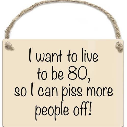 Jeg ønsker at leve for at være 80 Mini Metal Sign, 9cm for engroshandel hos Gainsborough Giftware x Portland Living