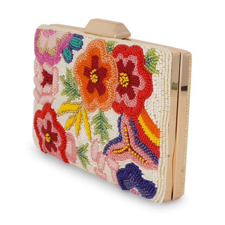 Raahi Global - Vente Sac à main avec poignée sur le dessus – femme - Pochette de fête à perles florales pour femmes2