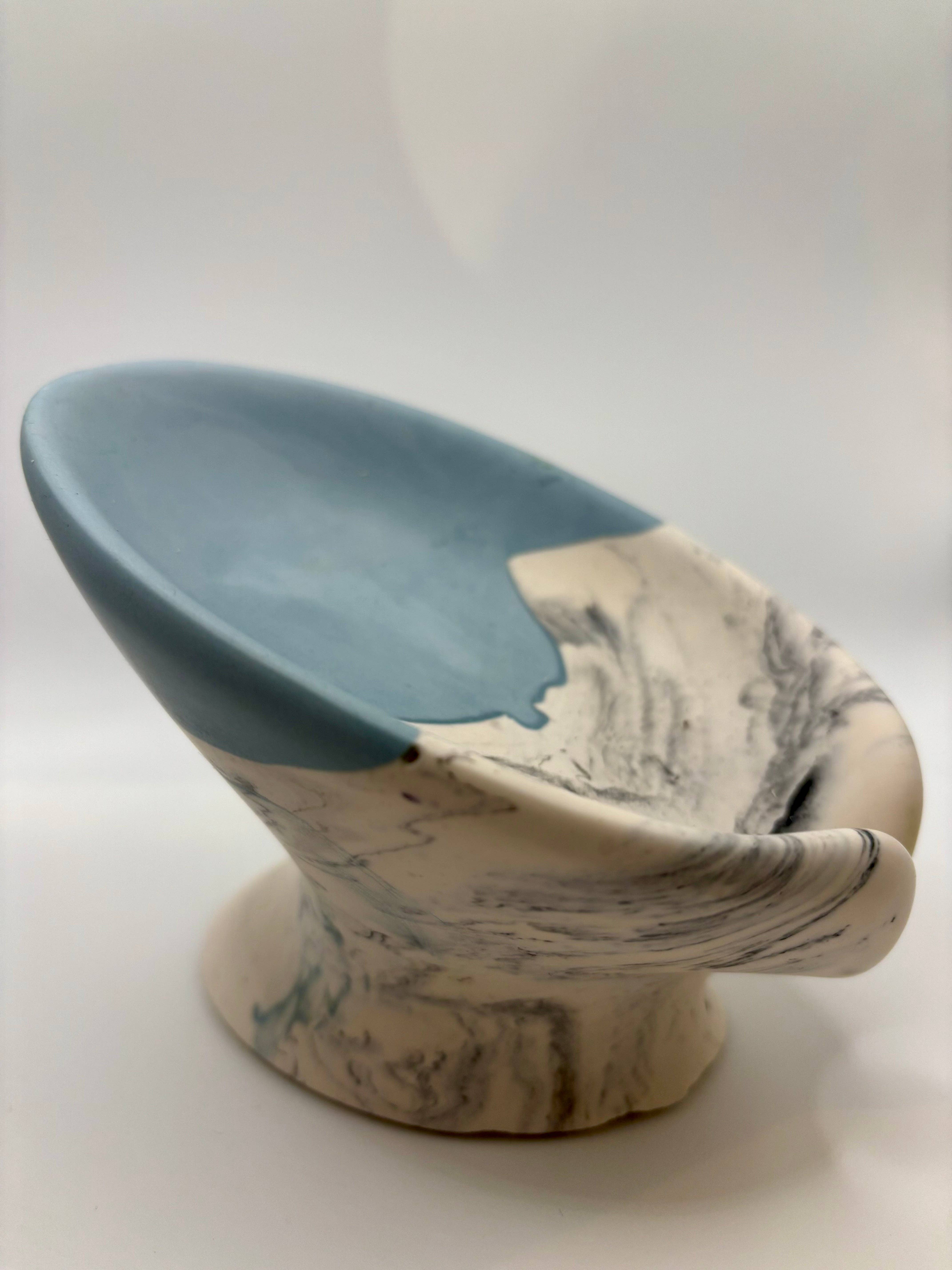Amandyne Creations - Wholesale Bath Soap Dish - Freestanding soap dish in Azure Blue Jesmonite with marble effect2