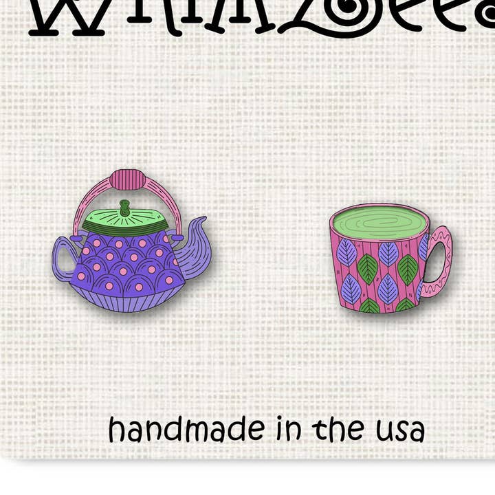 Tea Pot and Cup Earrings W265 for wholesale by WhimZees