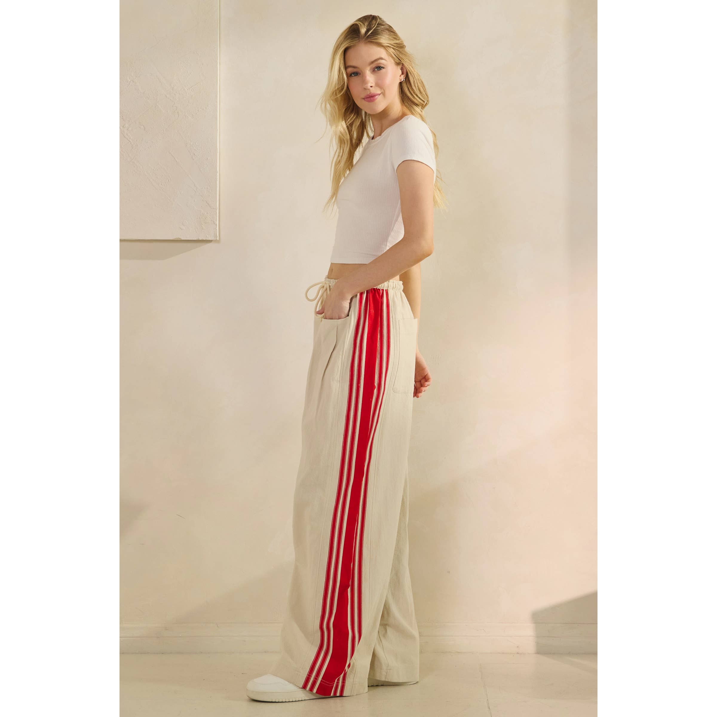 Ivory Sport Striped Wide Legged Pants for wholesale on Faire7