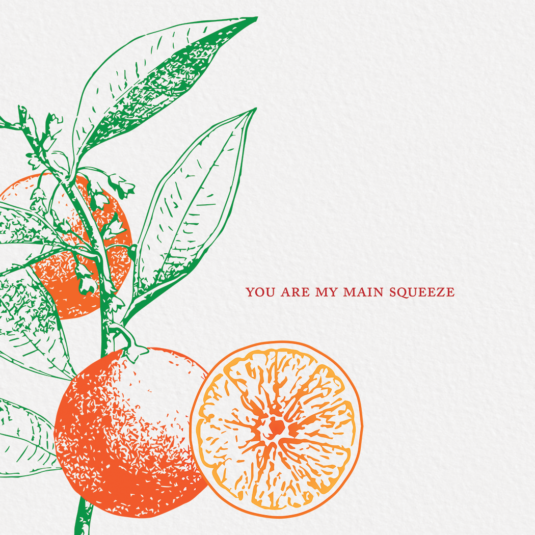 Ampersand M Studio - Vendita all'ingrosso Biglietti d'amore - Biglietto di San Valentino "Romanticismo d'Arancia" per la Persona Speciale1