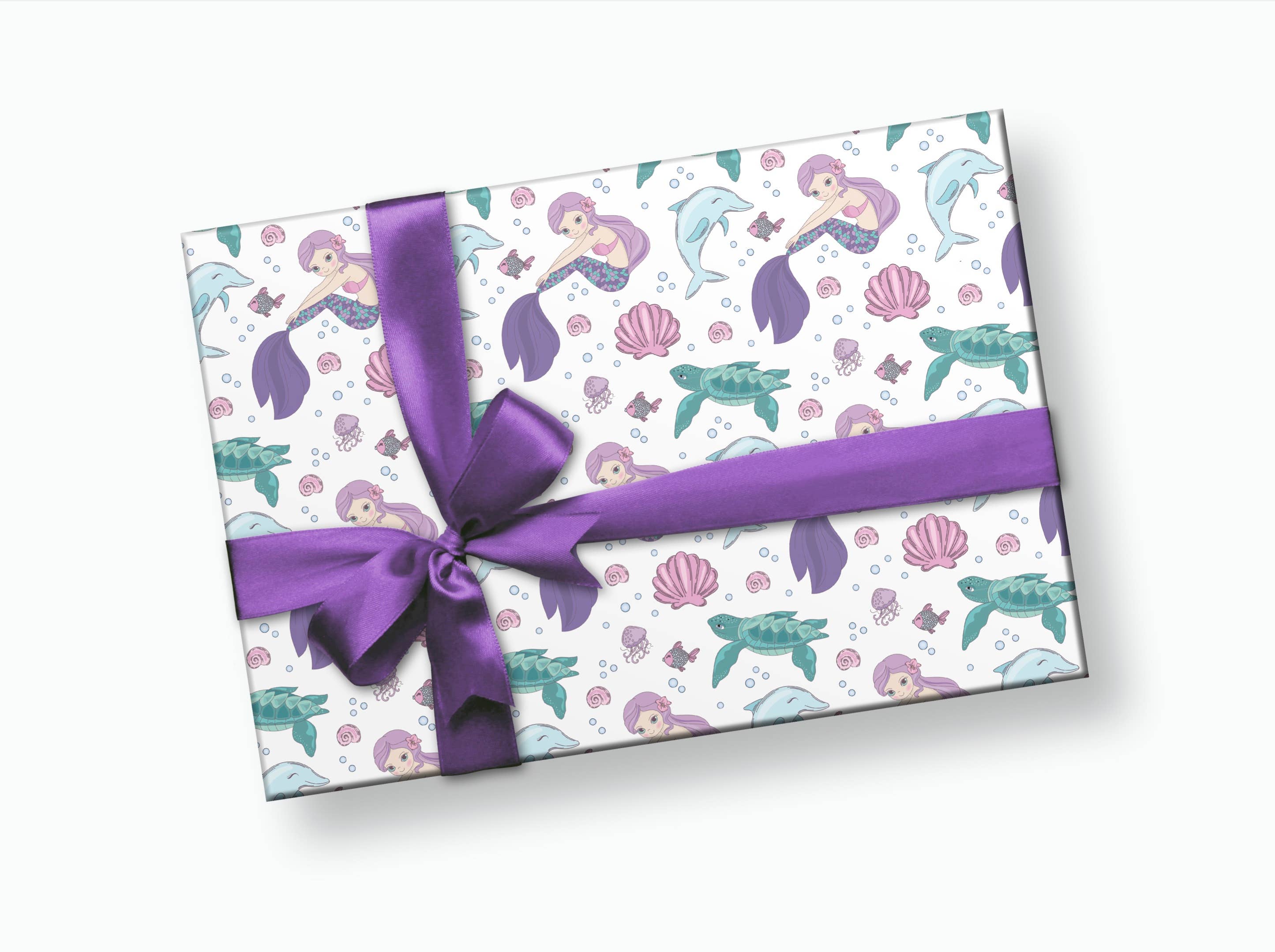 Stesha Party - Vente Feuille de papier cadeau - Papier cadeau sirène et dauphin0