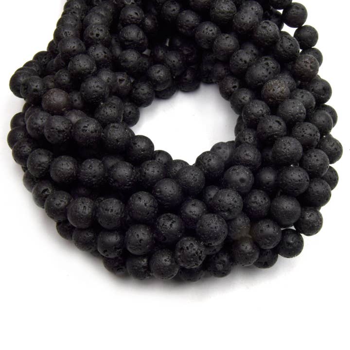Only Beads – wholesale Beads – Waxed Black Lava Beads for Necklaces, Bracelets and Jewelry