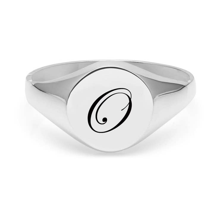 Bague à chevalet édouardienne Initial O, argent pour la vente par Myia Bonner