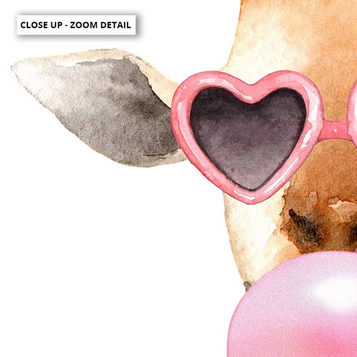 PRINT AND PROPER – wholesale Art print – Giraffe Sunglasses Art Print. Pink Bubblegum Nursery decor2