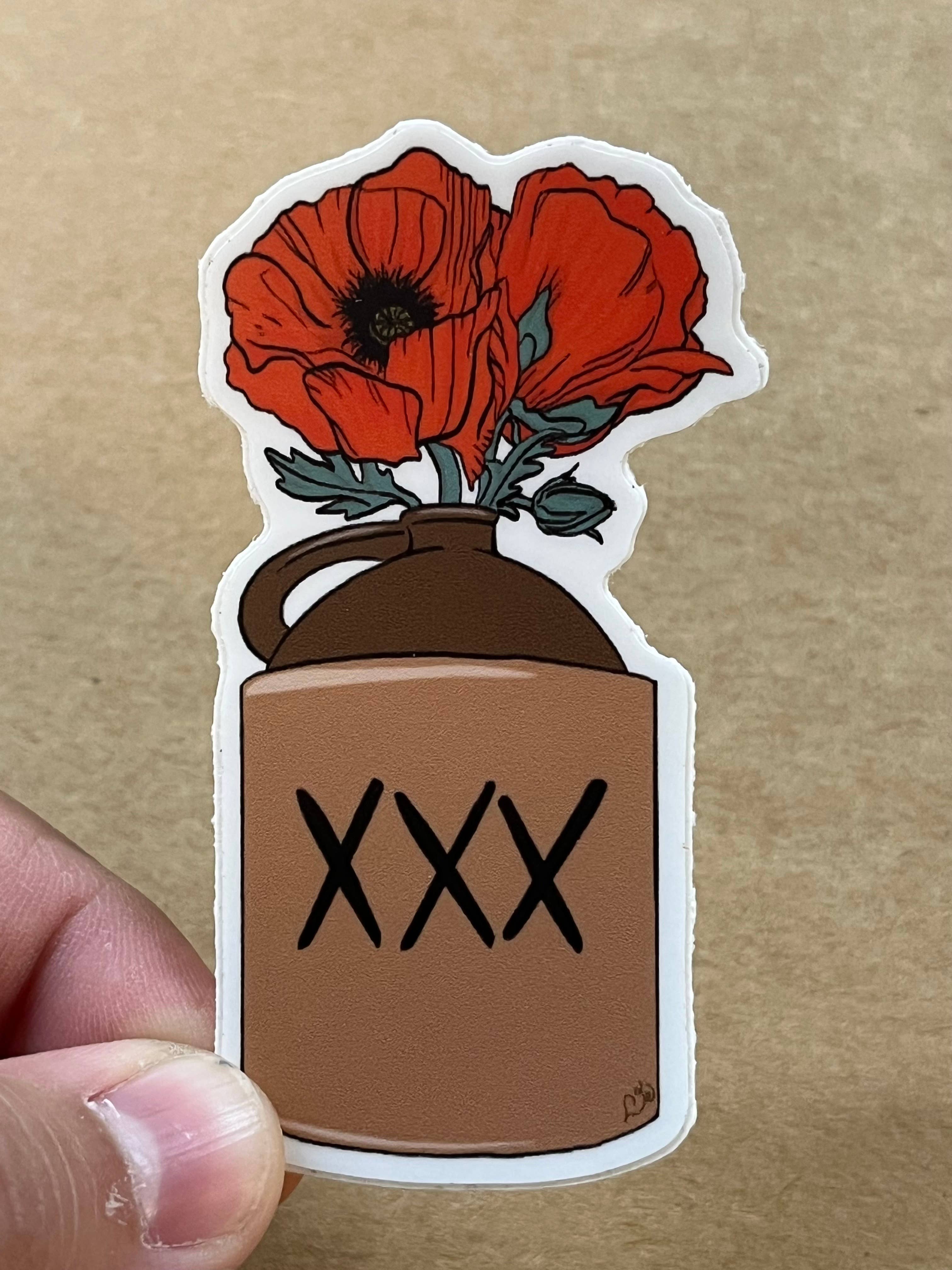 ON THE GO Studio - Wholesale Sticker - Poppy Flower & Moonshine Jug Sticker0