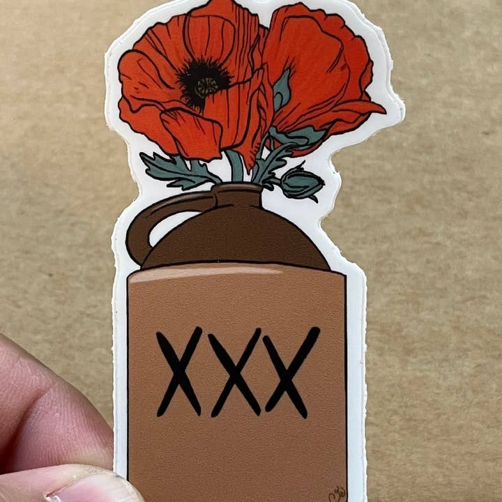 ON THE GO Studio - Wholesale Sticker - Poppy Flower & Moonshine Jug Sticker