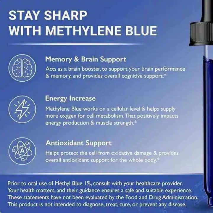 Xcelerate Health - Wholesale Oral Supplement/Vitamin - Methylene Blue + Vitamin C β 10mg | Formaldehyde-Free, Pharmaceutical Grade | Liquid Dropper Supplement | 2 FL OZ | Lab-Tested, Vegan & Non-GMO2