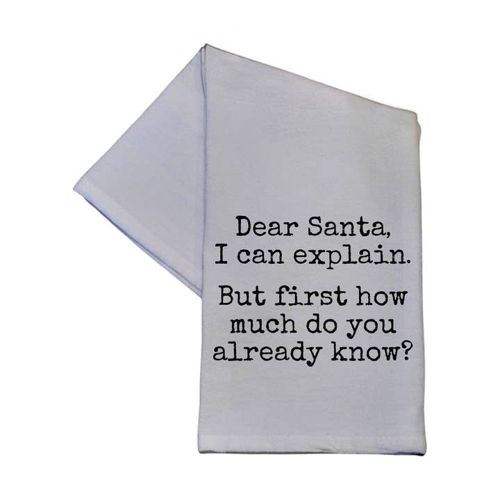 Dear Santa I Can Explain 16x24 Tea Towels For Christmas for wholesale by Driftless Studios