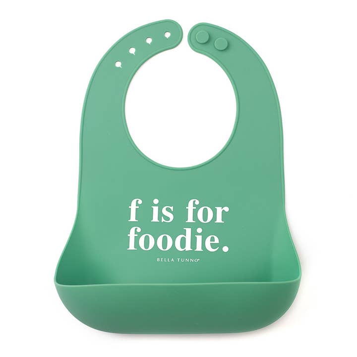 F Is for Foodie Wonder Bib for wholesale by Bella Tunno
